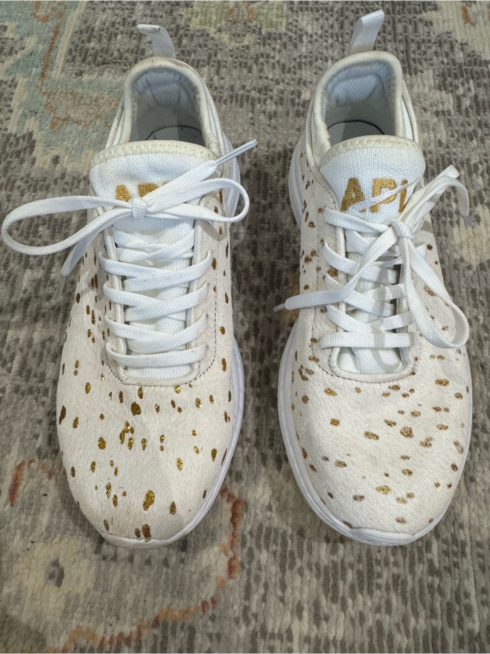 APL TechLoom Phantom Calf Hair White Gold Sneakers Women’s 6.5